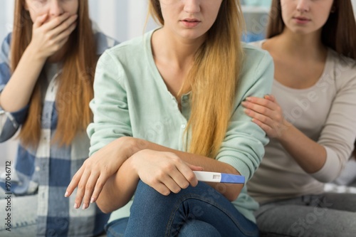 Konstfotografi Teenage girl with pregnancy test