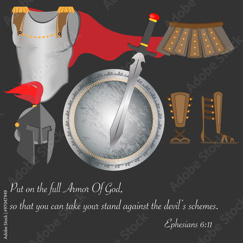 The Armor of God Christianity Warrior Faith Brave Pray Vector Illustration
