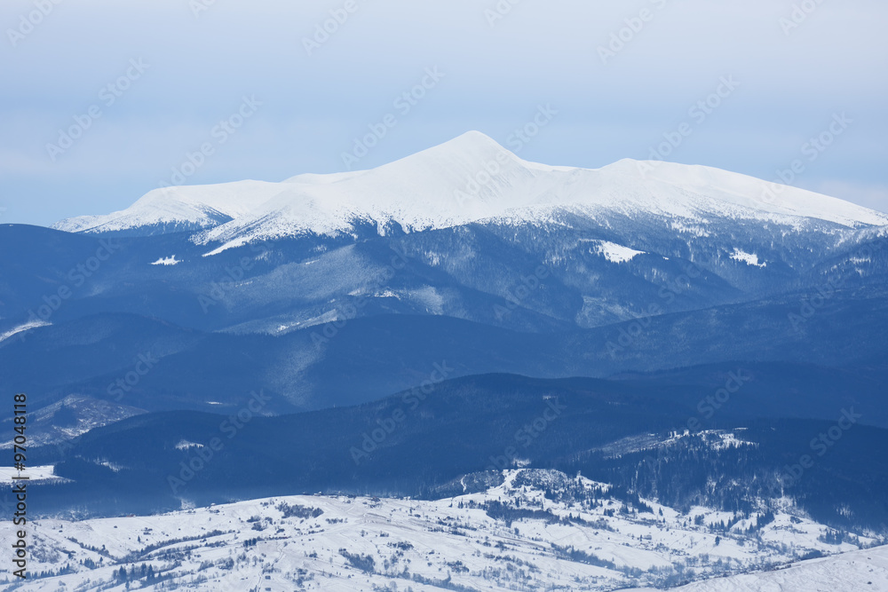 Mountain top in snow