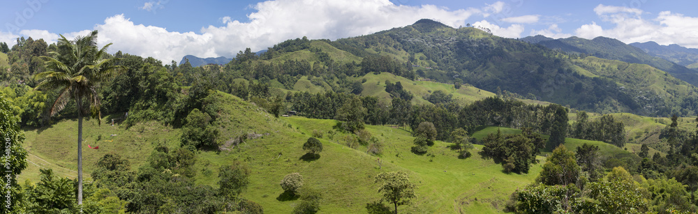 Fototapeta premium Scenic landscape and mountain in Salento countryside, Colombia