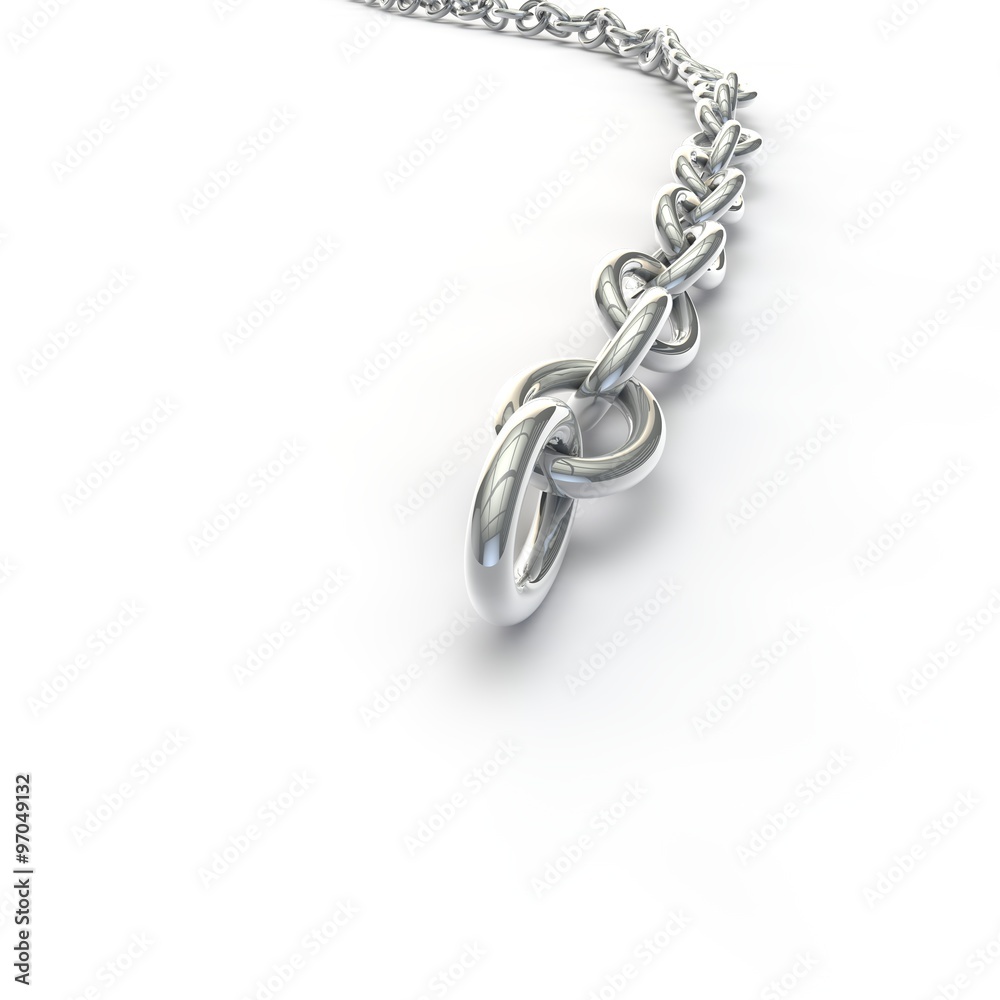 Metal silver chain lying on the floor Metal silver chain lying on the floor