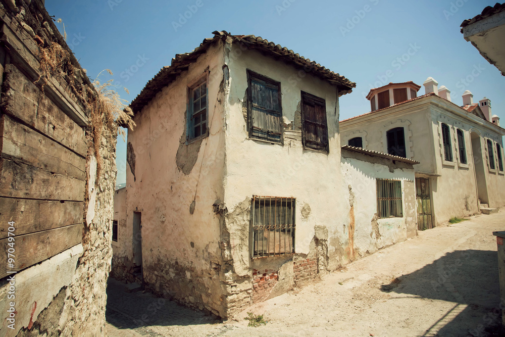 Rustic house in village with narrow streets