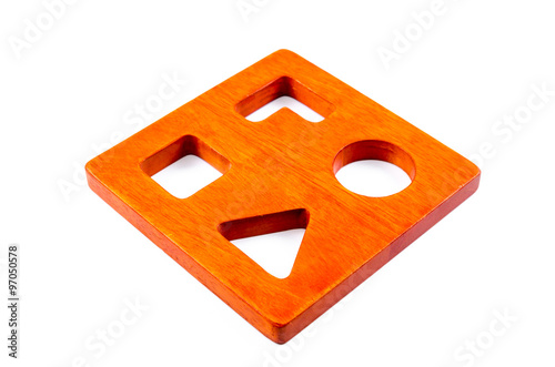 Photos wooden blocks shape sorter toy isolated on white background