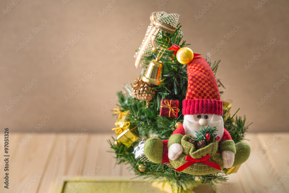 Santa Claus puppet on Christmas tree