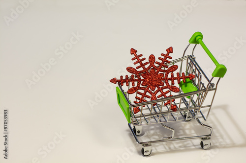 Grocery cart with Christmas snowflake