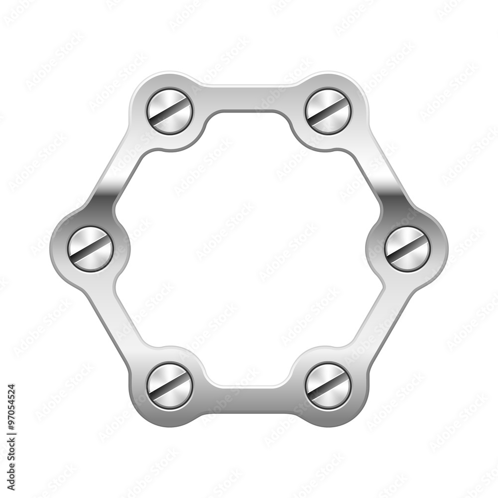 Silver metallic frame with screws Silver metallic frame with screws