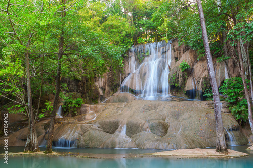 Saiyoknoi waterfall in green forest  Thailand