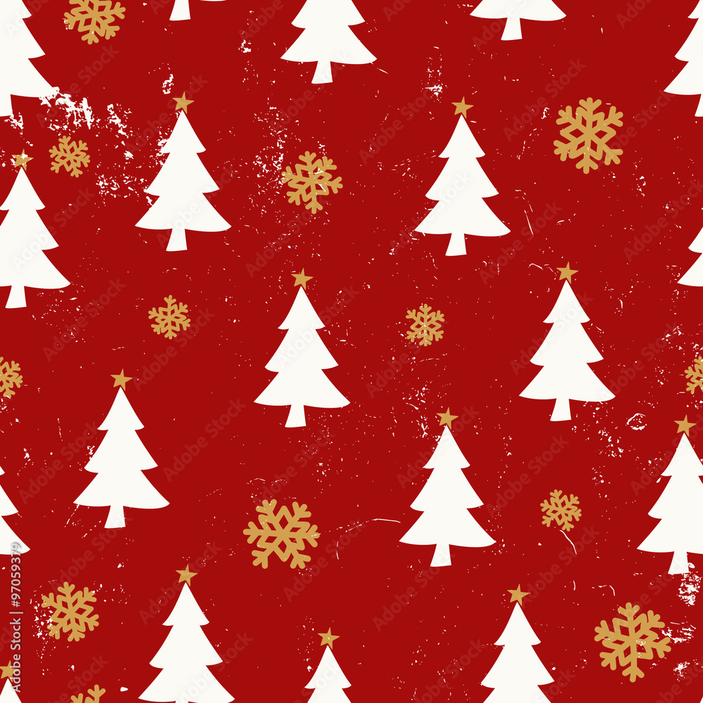 Christmas Trees and Snowflakes Seamless Pattern