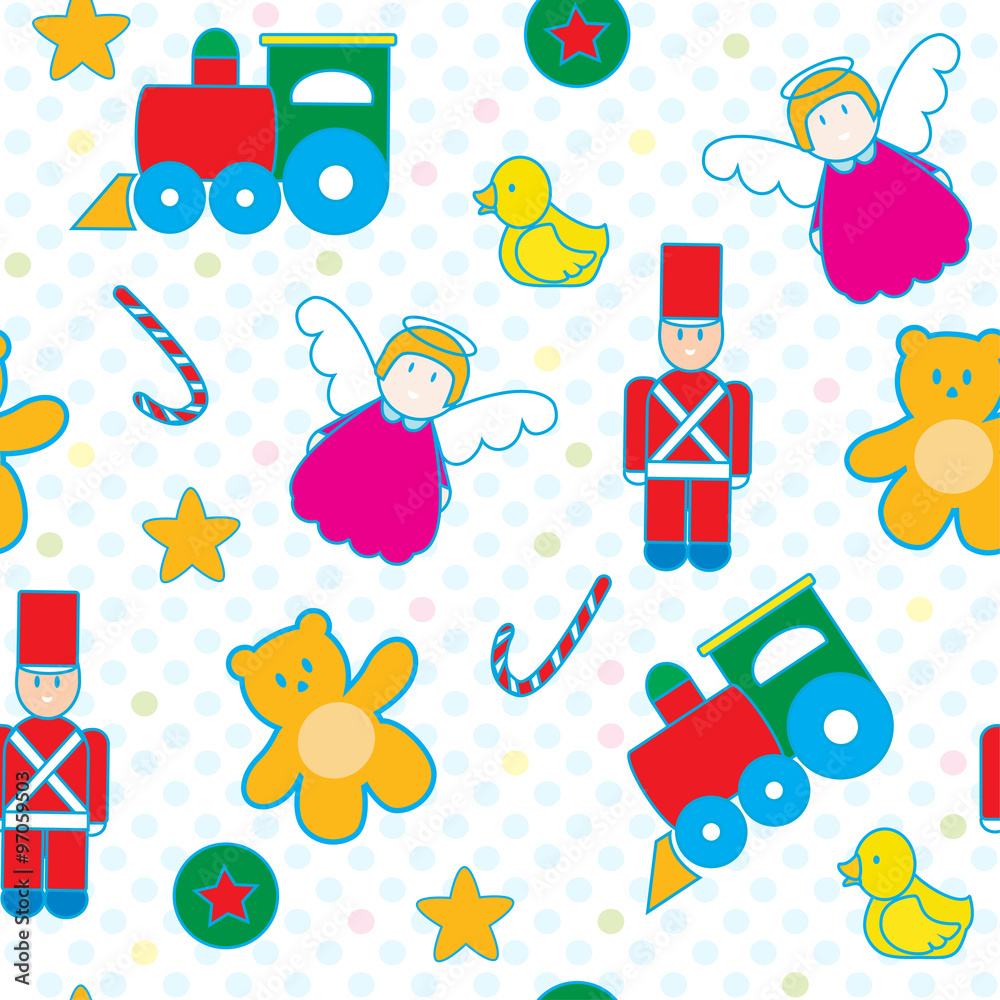 Fototapeta premium Children and baby toys seamless pattern vector