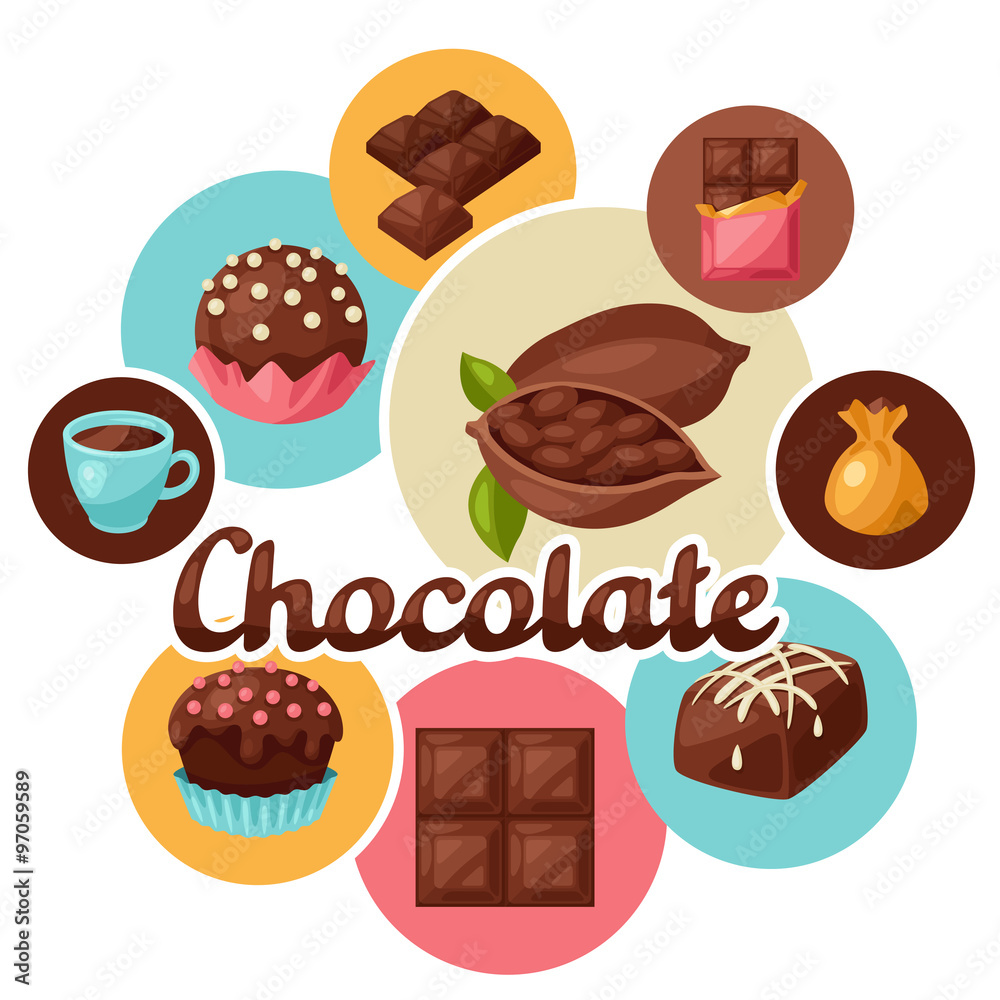 Chocolate background with various tasty sweets and candies Chocolate background with various tasty sweets and candies