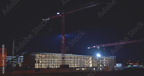 Tableau sur toile Baustelle bei Nacht