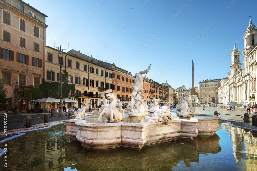 Piazza Navona in morning time, Rome. Italy
