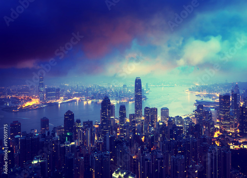 Canvas Print Hong kong from the Victoria peak