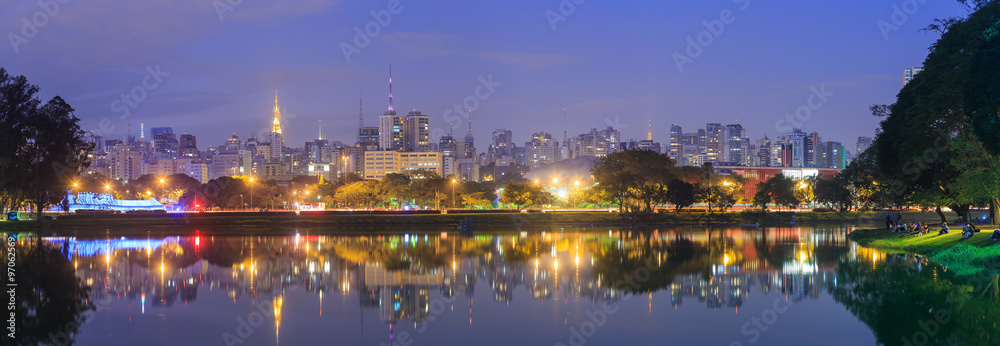 Sao Paulo skyline from Parque Ibirapuera park