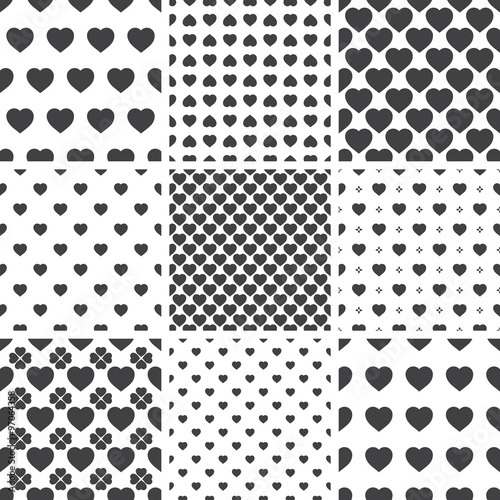 Set of monochrome geometric seamless universal patterns, tiling.