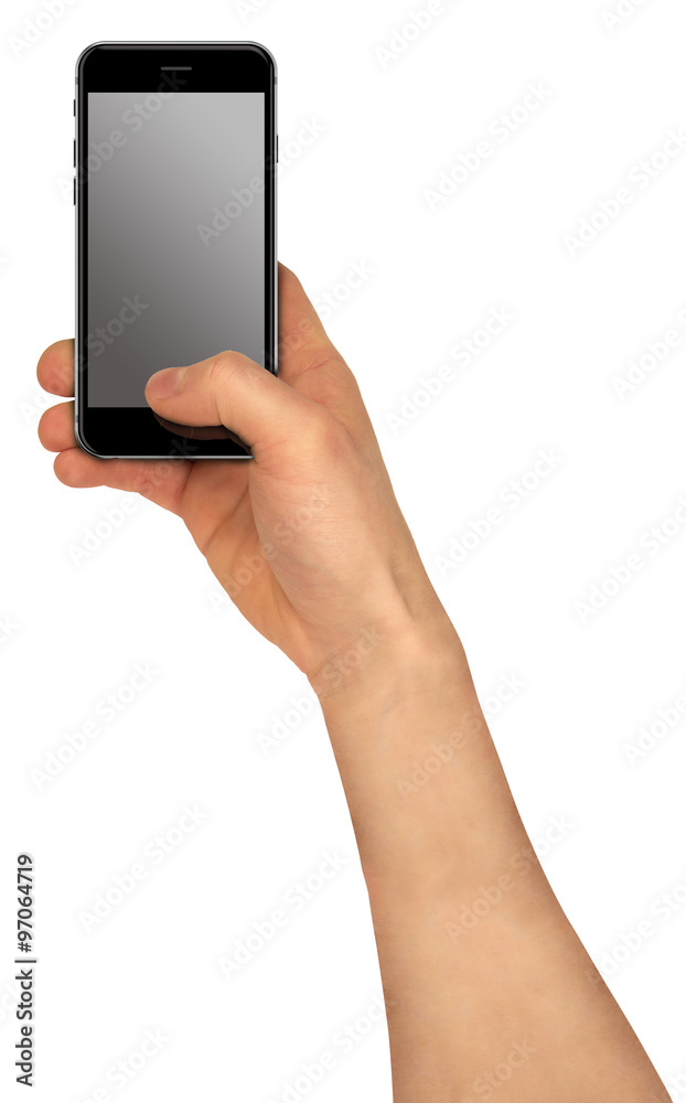 Man holding smartphone with blank screen. Man holding smartphone with blank screen.