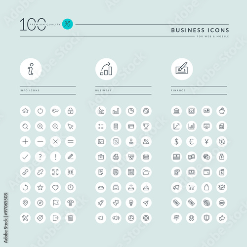 Thin line web icons collection for info, business and finance, online shopping, office. Icons for web and app design.