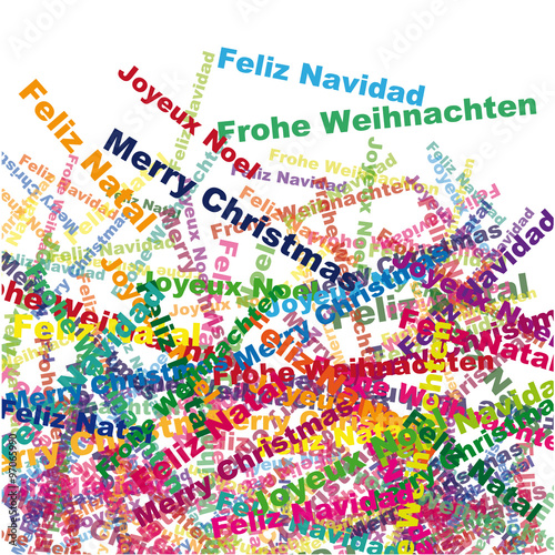 Merry Christmas, Feliz Navidad,Joyeux Noel,Feliz Natal,Frohe Weihnachten, Abstract colorful banner design