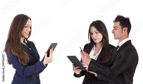 group of business people with tablet