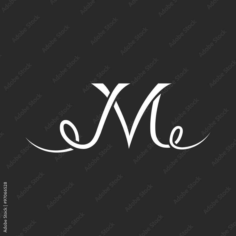 Monogram tattoo M letter logo, hand drawn thin line overlapping,  calligraphic design element Stock Vector | Adobe Stock