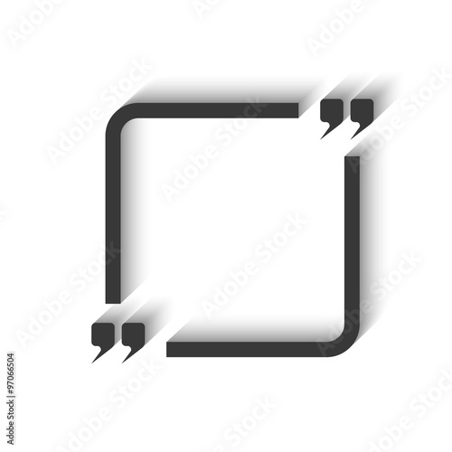 Quote square 3D frame, clear mockup note speech, comment design element template