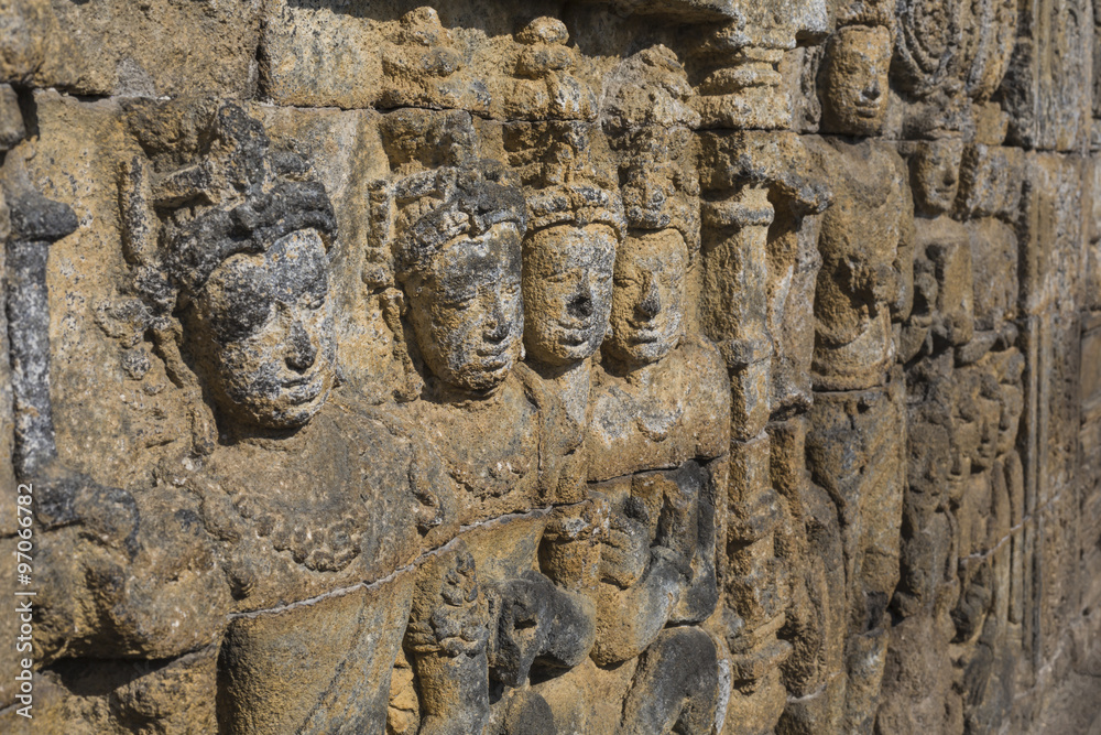 Detail from Borobudur temple at Central Java in Indonesia Detail from Borobudur temple at Central Java in Indonesia