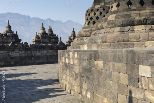 Borobudur temple complex on the island of Java in Indonesia in t photo