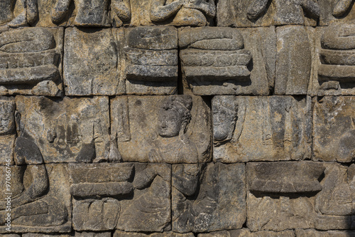 Detail from Borobudur temple at Central Java in Indonesia