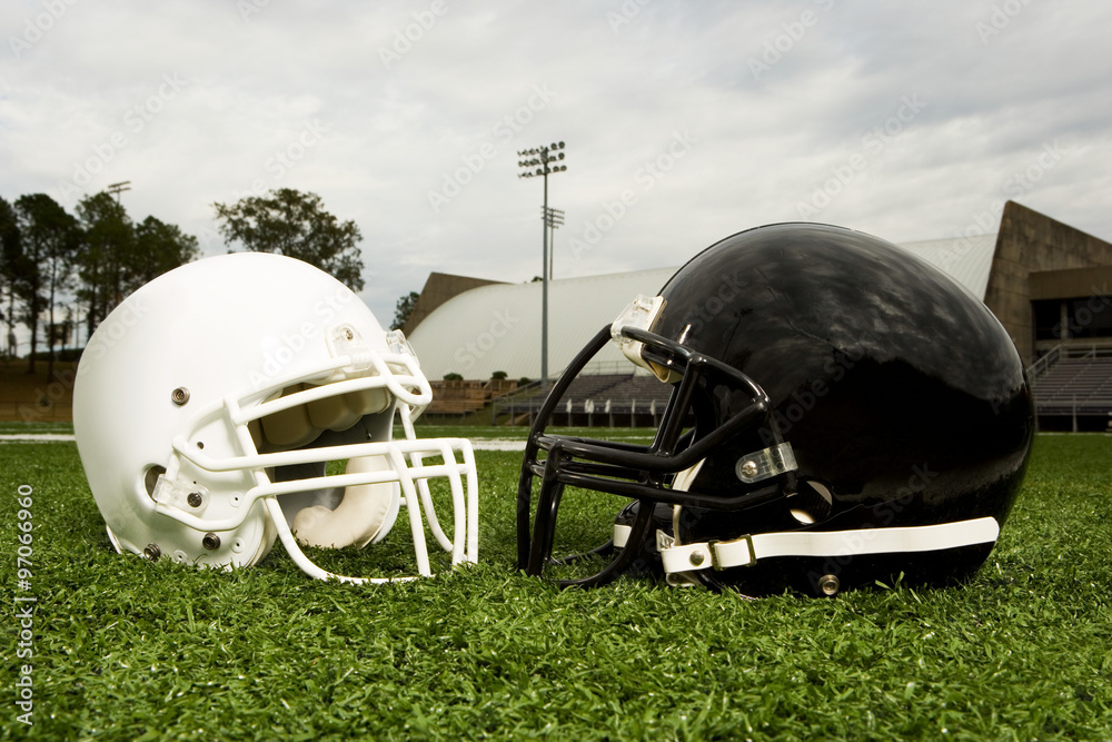 Black and white football helmets Black and white football helmets