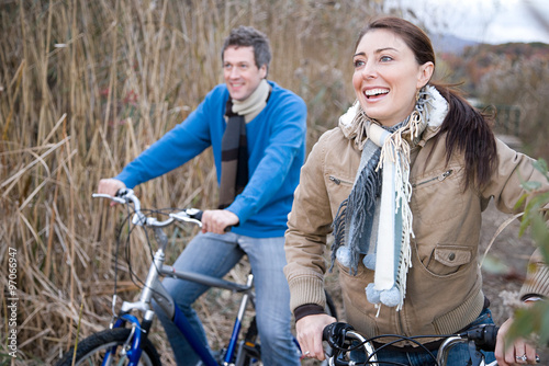 the couple cycling