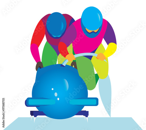 Tablou canvas two-man bobsled team