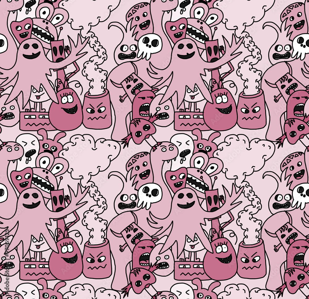 Funny monsters seamless vector pattern Funny monsters seamless vector pattern