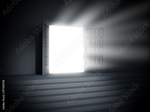 Light glowing from the open door
