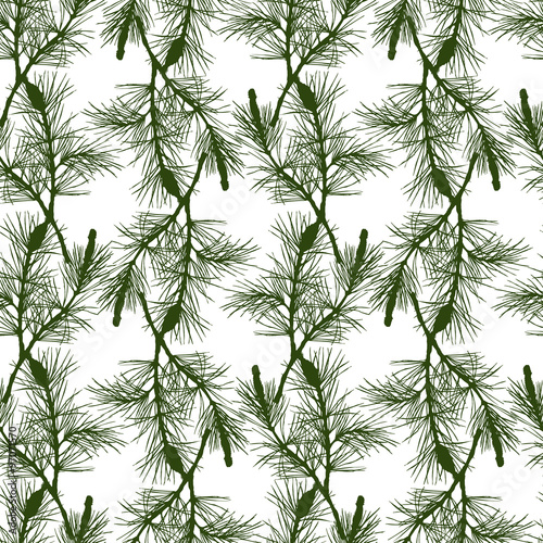 Hand drawn pine branch seamless pattern
