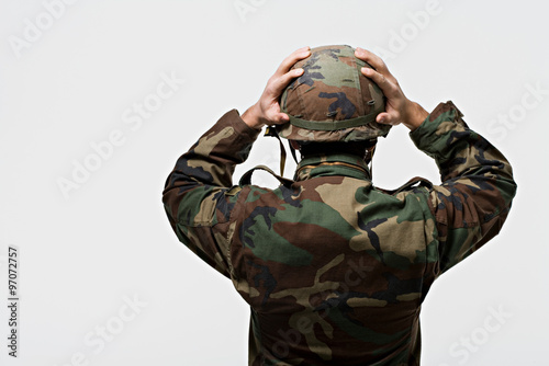 Rear view of a soldier