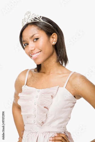 Young woman wearing a tiara