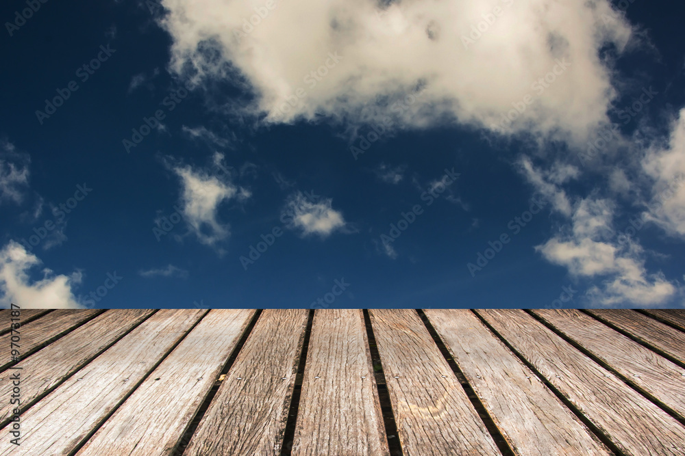 sky with wood pier 