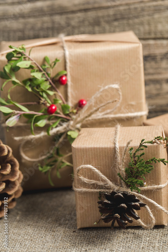 Handmade christmas gifts on a table.