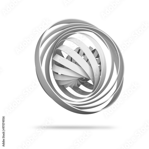 Abstract digital object made of 3d round spiral structures