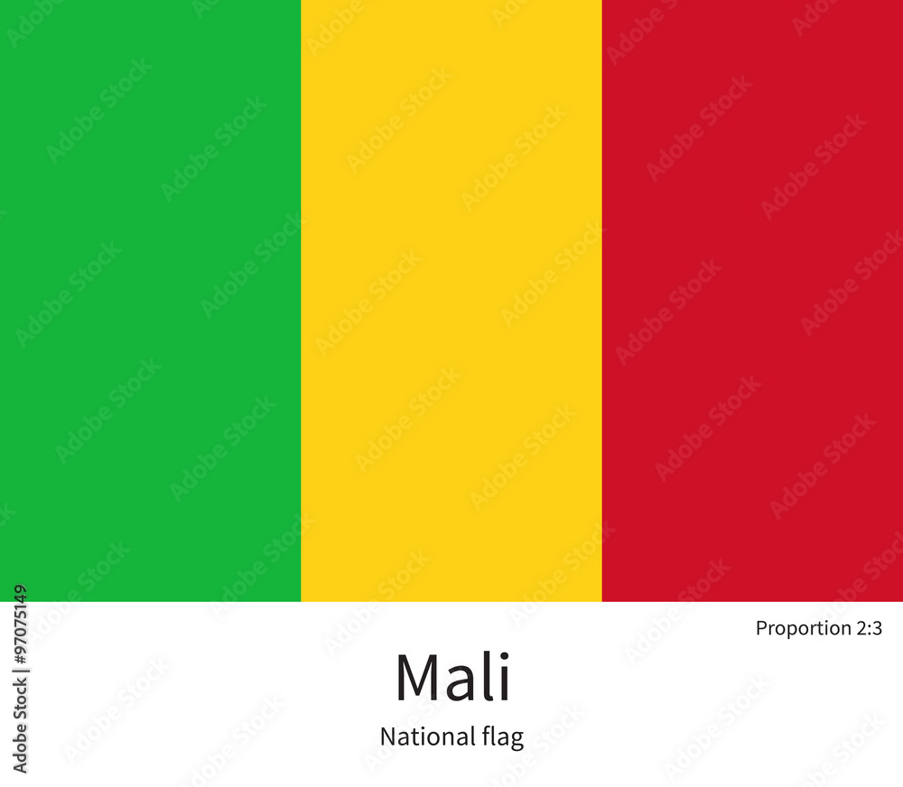 National flag of Mali with correct proportions, element, colors