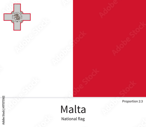 National flag of Malta with correct proportions, element, colors