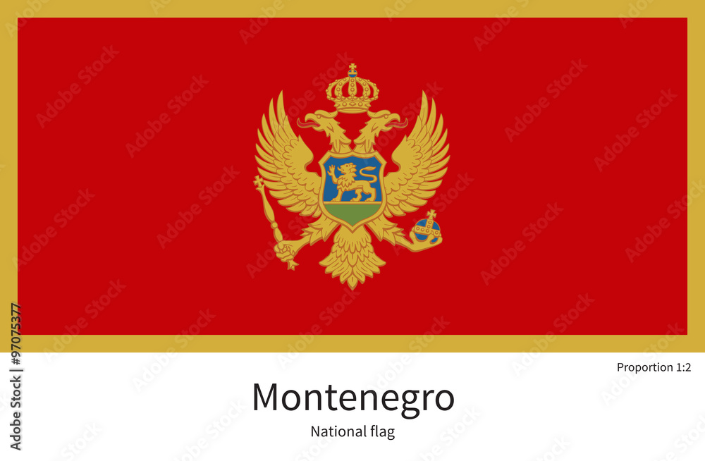 National flag of Montenegro with correct proportions, element, colors National flag of Montenegro with correct proportions, element, colors