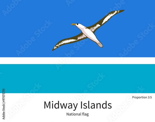 National flag of Midway Islands with correct proportions, element, colors