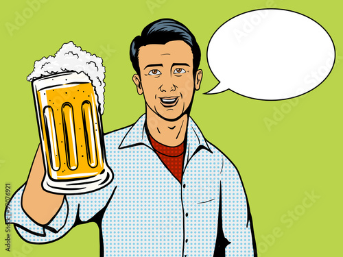 Man offers beer cup pop art style vector