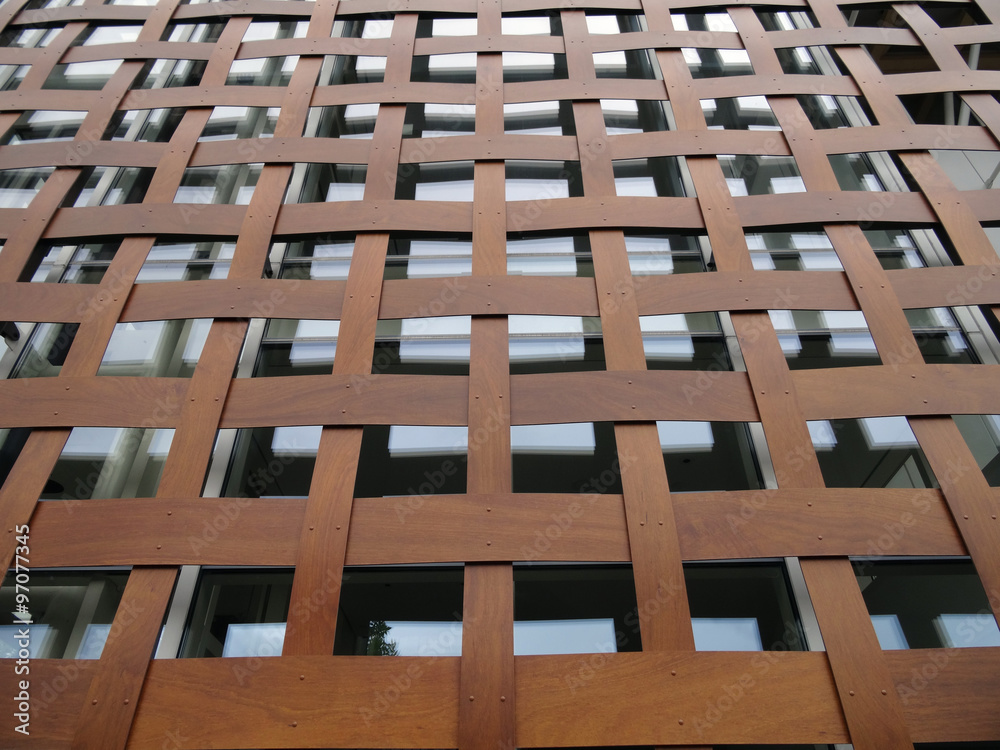 Metal Ribbin Weave over glass wall Metal Ribbin Weave over glass wall