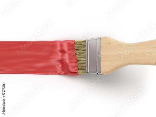 Paint brush with red paint stroke