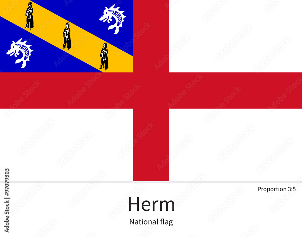 Obraz premium National flag of Herm with correct proportions, element, colors