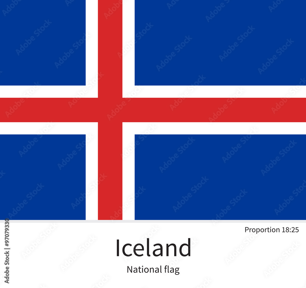 Naklejka premium National flag of Iceland with correct proportions, element, colors