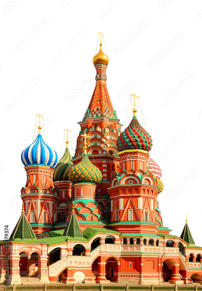 Saint Basils cathedral on Red Square in Moscow isolated over whi