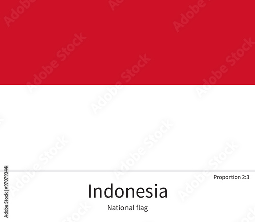 National flag of Indonesia with correct proportions, element, colors